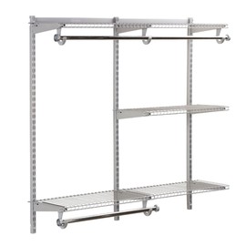 Rubbermaid Configurations Custom Closet Kit 4-8 Ft. Adjustable Metal Wire Shelving Titanium Finish Expandable Organization System Hardware Included for Home Closet/Pantry/Laundry/Mudroom