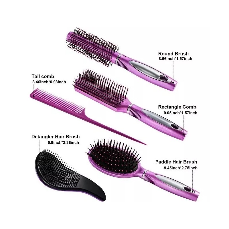 Bubabox Juego De 5 Peines Para Cepillos De Pelo Desenredador