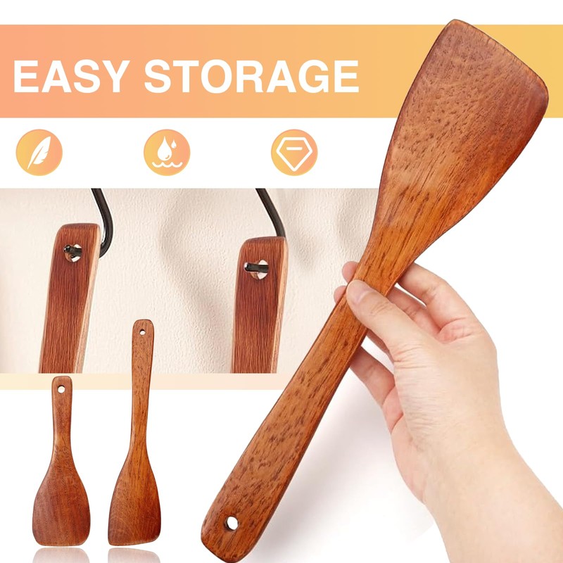 Thoquene Set of 4 Wooden Spatulas for Kitchen Restaurant