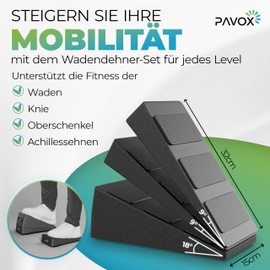 PAVOX® Calf Stretcher - Extra Non-Slip Knee Wedges Including a Yoga Strap | Versatile Calf Stretcher for Stretching | Premium Mobilisation Wedge