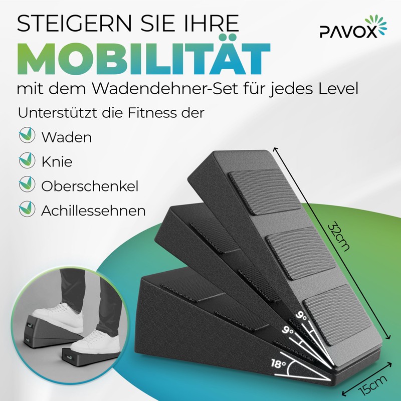 PAVOX® Calf Stretcher - Extra Non-Slip Knee Wedges Including a