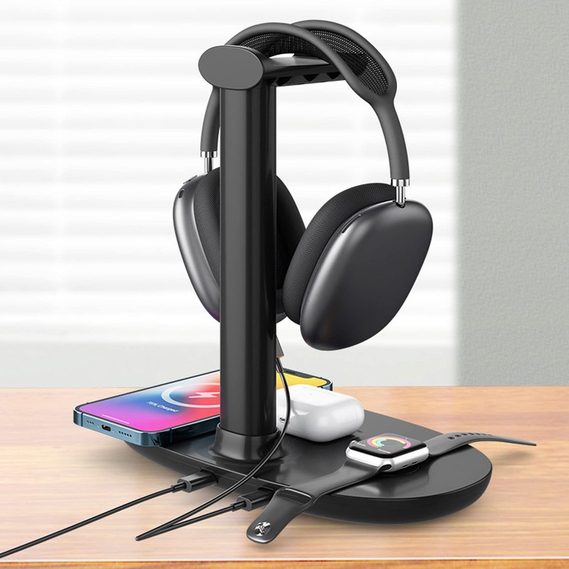 Headphone Stand with Wireless Charger, 15W Fast Charging QI Wireless