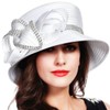FORBUSITE Church Kentucky Dress Derby Hats for Women White -