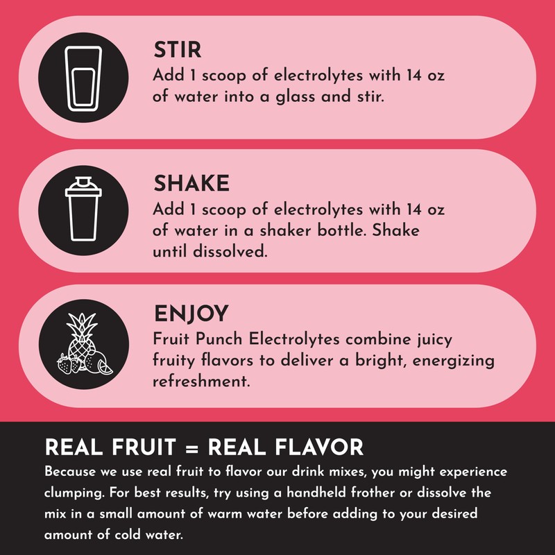 Fruit Punch Electrolytes – 30‑Serving Hydration Drink Mix with Coconut