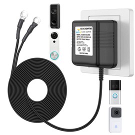 Black Video doorbell Special Power Transformer,18V500MA doorbell Power Adapter, Compatible with Ring, Nest, Eufy, Wyze, Arlo Wireless Video doorbell (with 196in Cable)