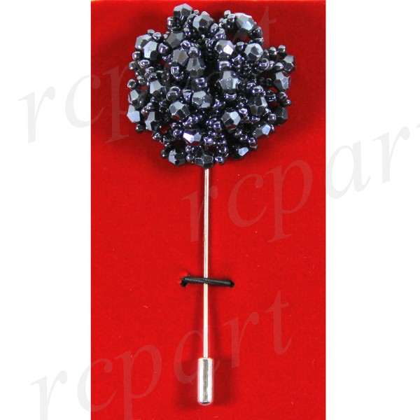 New in box Brand Q Men's Suit brooch navy blue beads flower lapel pin formal