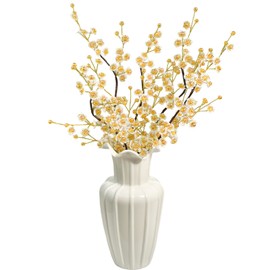 1Piece Acrylic Resin Snow Pear Blossom Faux Cherry Blossom Stems for Wedding, Party, Spring Indoor Home Decor (Orange-1Piece)