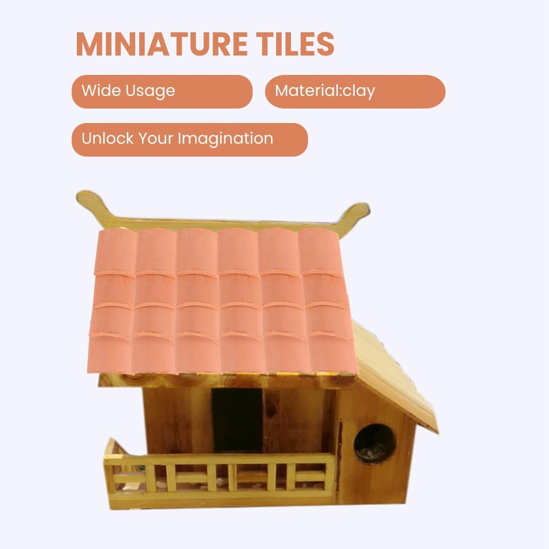 Dasing 200 Pieces Roof Tile Model Building Kit Red Miniature