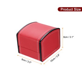 HARFINGTON Single Watch Case, PU Leather Watch Travel Storage Display Box for Men Women with Removable Cushion, Portable Watch Holder Organizer for Most Watches, Red, Arc-Shaped