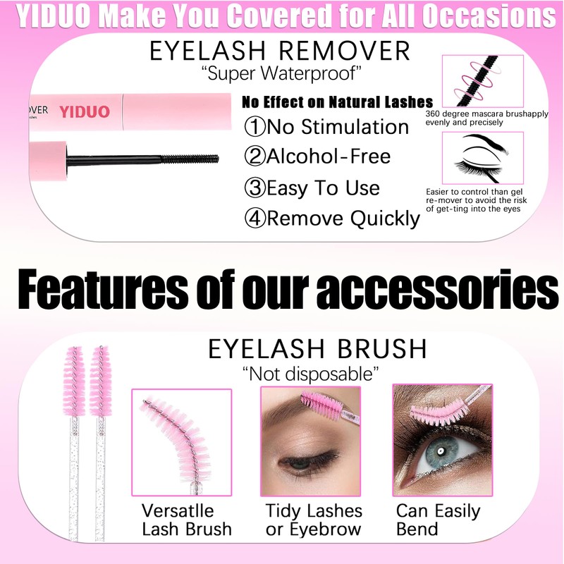 YIDUO Lashes Clusters Kit 200D+300D+Spikes+Bottom Cluster Lash Extensions Kit with