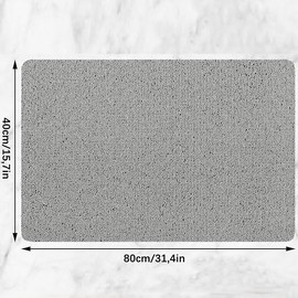 Non-Slip Shower Mat, Grey, 40 x 80 cm, Soft Comfort Safety Bath Mat with Drainage Holes, PVC Loofah Massage Shower Mats for Wet Areas, Quick Drying