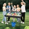 SHAREWIN Double-Layer Ice Cooler Folding Table, Party Chilling Table with
