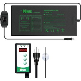 iPower Digital Heat Mat Thermostat Controller and 48" x 20.75" Carbon Film Seeding Warm Hydroponic Pad with Temperature Adjustable Knob