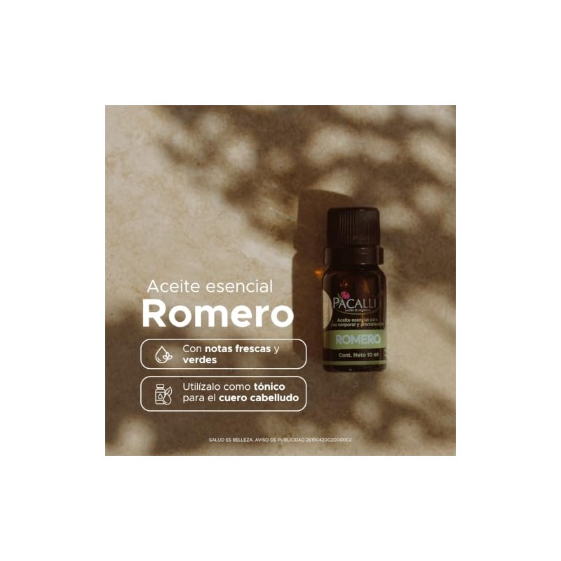 PACALLI Aceite Esencial de Romero 100% Puro 10ml - Aromaterapia