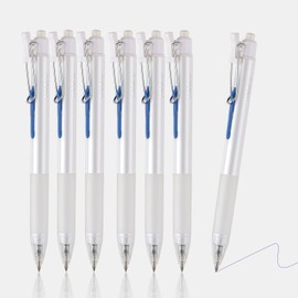 Thien Long Hoshi 6 PCs Premium Retractable Gel Pens Blue Ink, 0.5mm Fine Point, Auto-Lock Pocket Clip, Soft Grip, Quick-Dry Ink - Perfect for Teacher, College, Back to School & Office Supplies