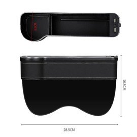 Tumecos Car Seat Gap Organizer with Light Multifunctional with Small Cup Holder Storage Box Car Seat Organizer Car Seat Gap Filler with 2 USB Super Fast Charge Ports(Black, Passenger’s Side)