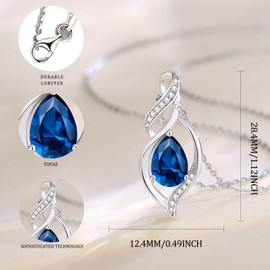 FANCIME December Birthstone Necklace for Women Blue Topaz Teardrop Necklace S925 Sterling Silver Infinity Love Birthday Gifts for Mom Women, 16"+2" Inches