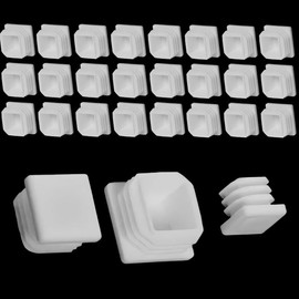 30 * 30mm Square Plastic Plugs,White Plastic End Caps in 24pcs,Chair Leg Pipe Tube Insert Blanking Cover,End Cover Caps for Furniture,Tables,Chairs
