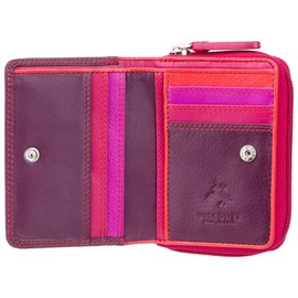 VISCONTI- Luxury Hawaii Wallet - Tap n' Go Technology - Rainbow Collection - Card Holder, Women's Purse, Card Wallet, Badge Holder - 5 Credit Card Holder Slots, Coin Section - Plum