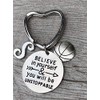 SportyBella Basketball Initial Keychain, Basketball Player Gifts, Believe in Yourself