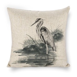 Icotoibabie Heron in The Haystack Throw Pillow Cover 18×18 Inch Linen Pillowcase Double Sided Bedroom Decor,for Sofa Car Bedroom Cushion Cover