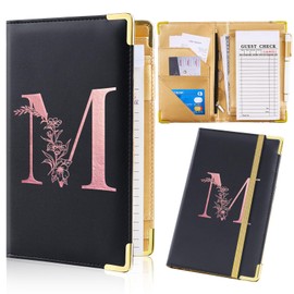 FIODAY FIODAY Server Book, Alphabet Server Books for Waitress, Leather Waitress Book with Zipper Pocket Serving Book Server Manual Checkbook Fits Server Apron,M