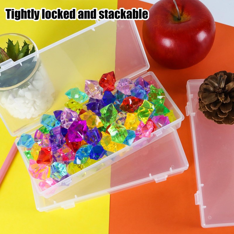 Pack of 3 Small Storage Boxes Plastic Transparent with Lid