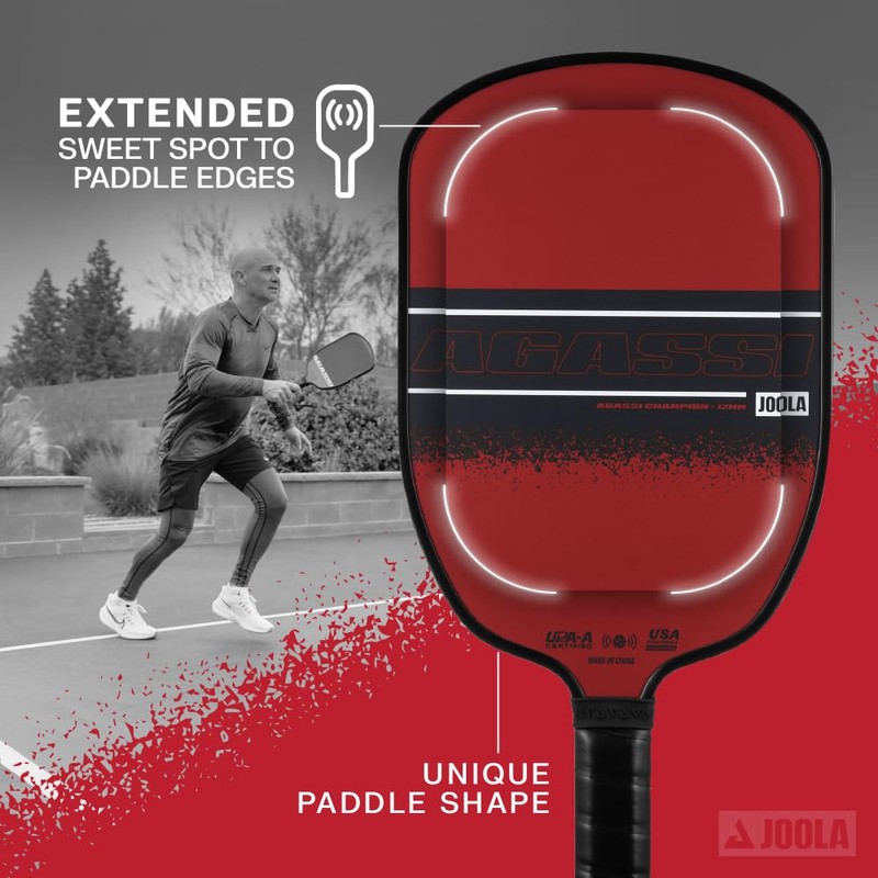 JOOLA Agassi Champion Pickleball Paddle 12mm Agassi Shape with Extended