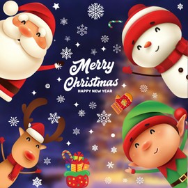 82Pcs Christmas Window Clings Decorations for Glass Window Decals Snow Snowman Santa Claus Double Sided Static Christmas Window Stickers Cartoon Deer Window Silhouette Wall Decor Party Christmas Decor