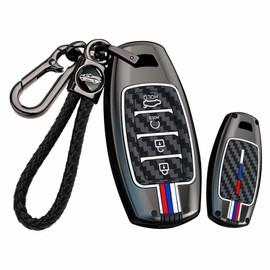 ontto luminous car key fob cover fit for Hyundai Venue Elantra Accent Azera Palisade Elantra GT Kona Santa Fe Veloster N key holder Metal Shell case keyring keychain Accessories 4 buttons start Black