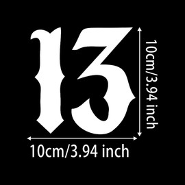 2 Pieces 10x10cm Number 13 Waterproof Car Stickers Suitable for Cars, Laptops, Bumpers, Helmets, Window Screens | #DZ209 (White)
