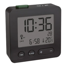 TFA Dostmann 60.2545 Digital Radio-Controlled Alarm Clock, Single, Black