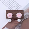 Cimenexe Bohemian Enamel Camellia Pearl Dangle Earrings Pink Camellia Flower