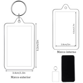 Aokesy 30 Piezas Llaveros Acrílicos de Foto, Llaveros en Blanco con Marco de Fotos de Doble Transparente y Personalizados, Colgante con Anillo Partido para Familiares, Amigos, Manualidades