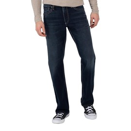 Silver Jeans Co. Men's Zac Relaxed Fit Straight Leg Jeans, Dark Rinse Indigo, 30W x 34L