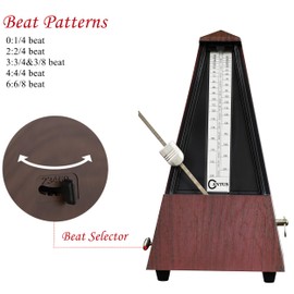 Mechanical Metronome with Accent Bell, Accurate Beat, Classic Tower Shape, Natural Wood Grain, Easy to Use, Suitable for Piano, Cantus