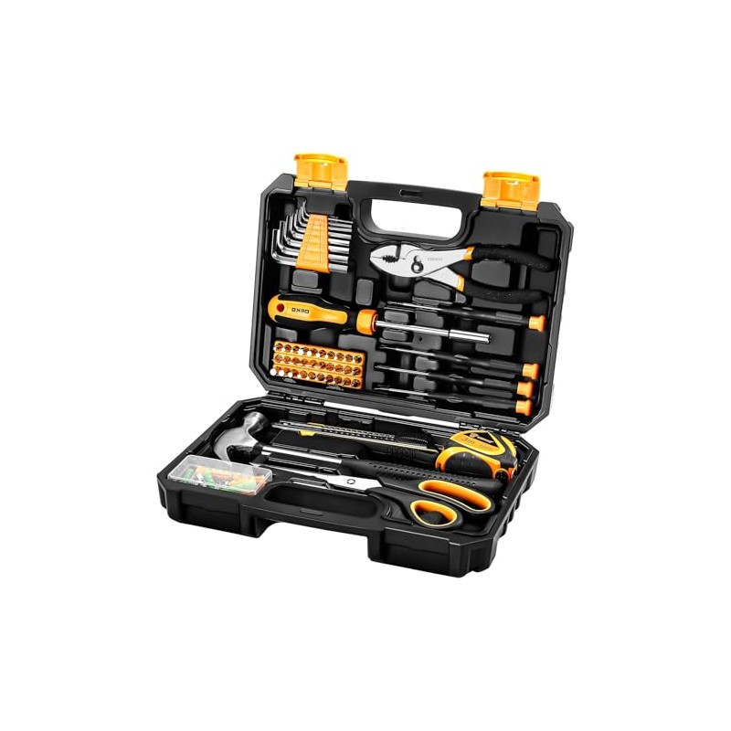 DEKOPRO General Household Hand Tool Kit with Plastic Toolbox Storage