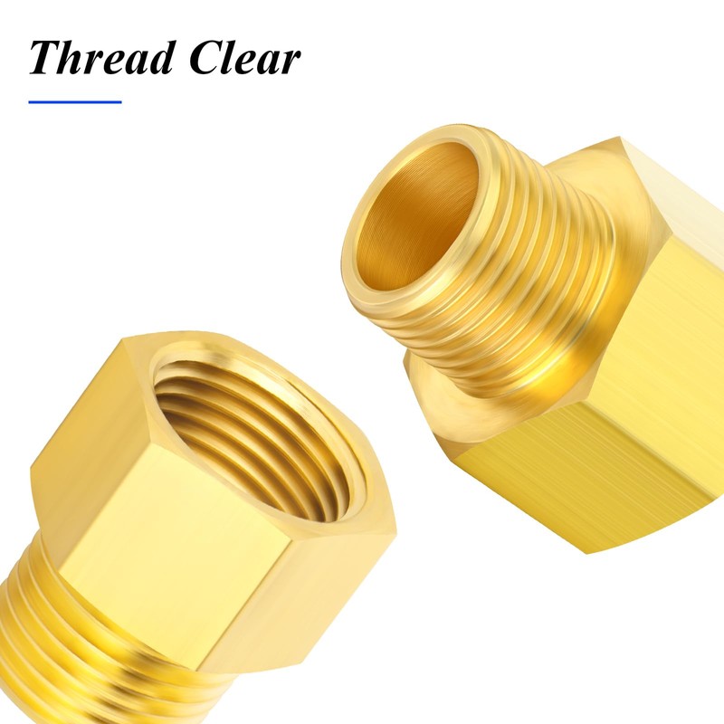 TAILONZ PNEUMATIC 2PCS Brass Pipe Fitting, Reducer Adapter, 1/8-Inch Male