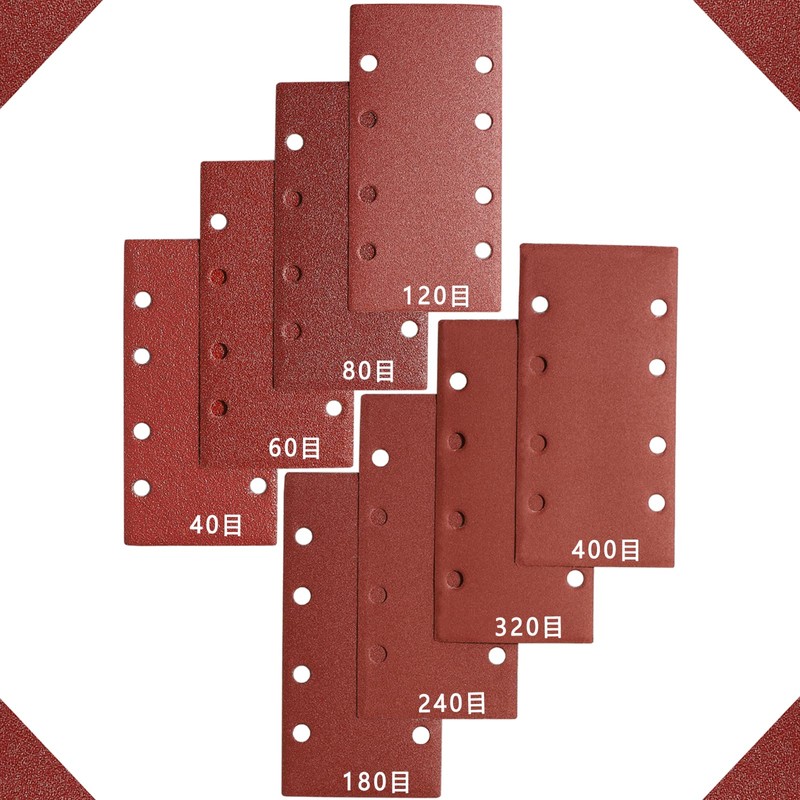 STEBRUAM 48 Piece Sanding Pads, 93 x 185mm Square Hook