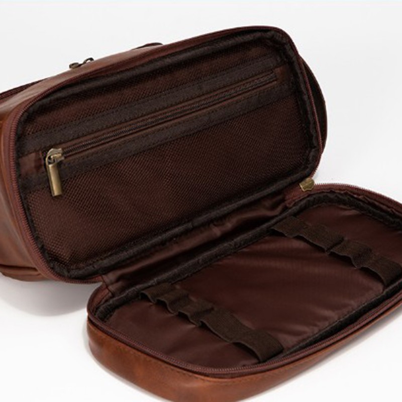 PU Leather Toiletry Bag Large Capacity Travel Organizer Bag with