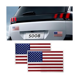 Zpana American Flag Metal Car Emblem Decal, 2PCS Embossed 3D Aluminum Alloy Vehicle Bumper Sticker, Patriotic Automotive Side Window Decal Accessories, Universal for SUV, Sedan, Truck(Color Flag)