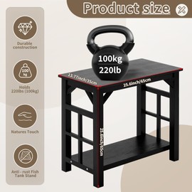 Colingmill 10-20 Gallon Solid Wood Fish Tank Stand Heavy Duty Aquarium Terrarium Stand for Home Office Fish Tank Shelf Table, Black, 25.5 x 14 x 24.4 Inch