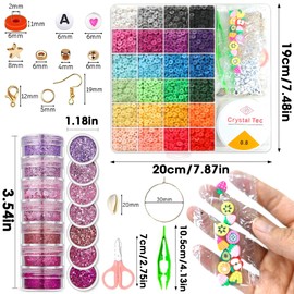 LOMSIOY Beads for Bracelets, Make Your Own Jewellery Set for 24 Colours, 4200 Beads, Friendship Bracelets Set for Taylor Tour, Bracelet Set with 7 Boxes Nail Glitter Set