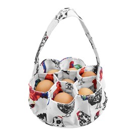 Egg Basket Bags,Farmhouse Chicken-Eggs Holder with 7-Bags Handheld EggsPurse,Fabric Gathering Basket for Collecting Fresh-Egg-s, Housewife Garden Transport Storage