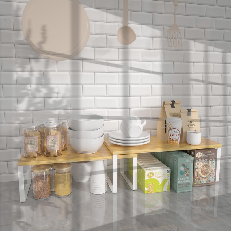 NEX Kitchen Cabinet and Counter Shelf Organizer, Stackable & Expandable,