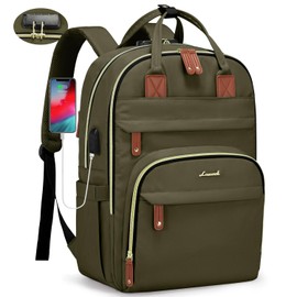 LOVEVOOK Laptop Backpack for Women & Men, Unisex Travel Anti-theft Bag Business Computer Backpacks Purse College backpack, Casual Hiking Daypack with Lock, 17 Inch, Army Green