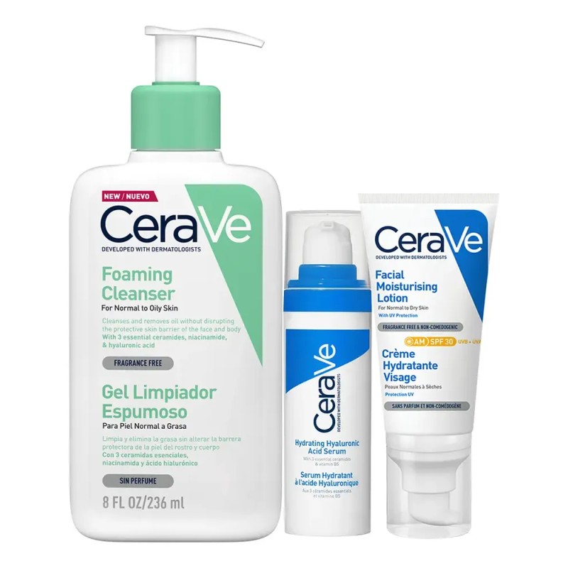 Kit CeraVe Rutina facial limpia hidrata y protege tu piel