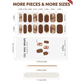 EBANKU 32PCS Cured Gel Nail Strips Real Nail Polish Strips Wraps Long-Lasting Waterproof Gel Nail Polish Wraps Full Wrap Gel Nail Art Stickers UV/LED Lamp Required (Reddish Brown)