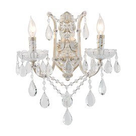 YLONG-ZS Crystal Wall Sconce Crystal Wall Chandelier Wall Lamp Modern Wall Mounted Light Brush White for Living Room Bathroom Bedroom and Hallway Wall Sconce Lighting