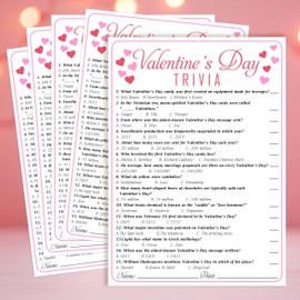 GOLRMC Valentines Game for Adults - 25 Pcs Valentine's Day Games Party Ice Breaker Game - Valentine's Trivia Games Party Favors -A05